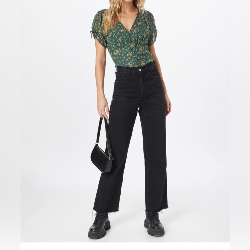 Madewell Silk Evie Tie-Sleeve Top in Fresh Sprigs Size 4